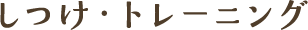 しつけ・トレーニング